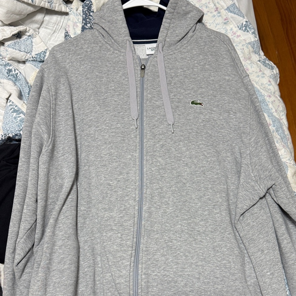 Lacoste Heather Gray Hoodie with Logo